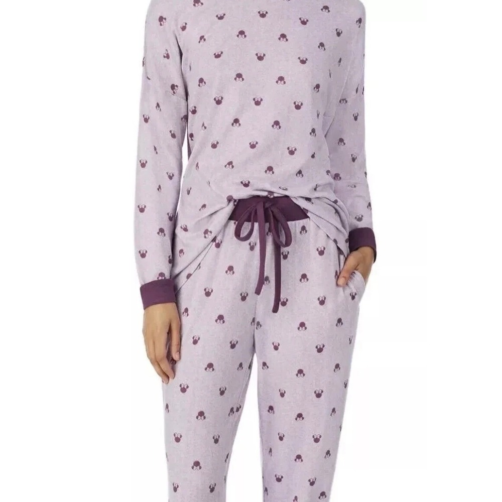 Disney Minnie Mouse Pajama Set Purple Long Sleeve Sleepwear‎ Loungewear Sz XL - Picture 1 of 8